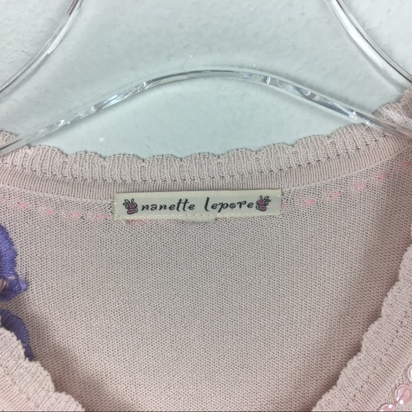 Nanette Lepore | Pink sequin butterfly Button Down - Picture 3 of 5